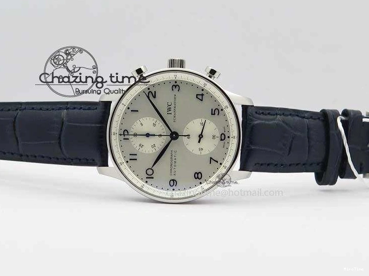 MIROTIME 0424 UrbanStyle Portuguese IW371446 ZF 1:1 Best Edition SS White Dial Blue Markers On Blue Leather Strap  A79350 V 7270
